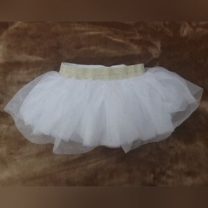 Baby Girl White & Gold Polka-dot Tulle Skirt Size 0-12 Months